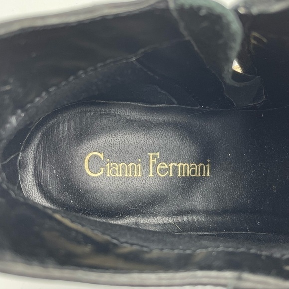 NWOT Gianni Fermani Black Leather Ankle Booties Boots, Sz 6.5 - Picture 10 of 14